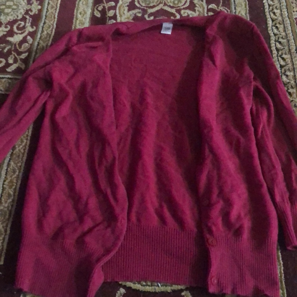 small cotton burgandy light cardigan